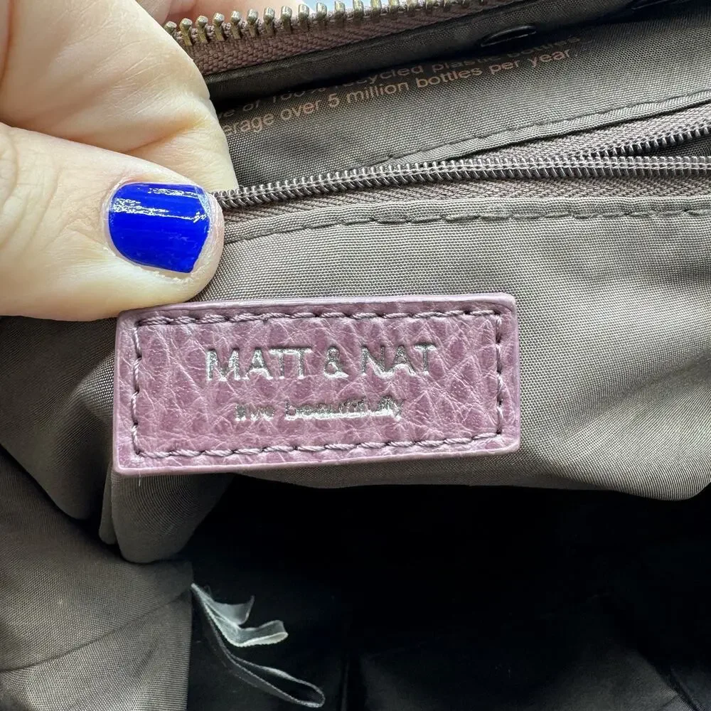 Matt & Nat Purple Vegan Leather Backpack Zip Pocket Adjustable Straps